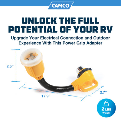 Camco Power 18" Dogbone Adapter w/50 Amp Locking Male & Female, Yellow(Open Box) - VMInnovations