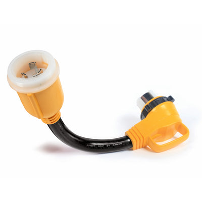 Camco Power Grip 18" Dogbone Adapter with 50 Amp Locking Male and Female, Yellow