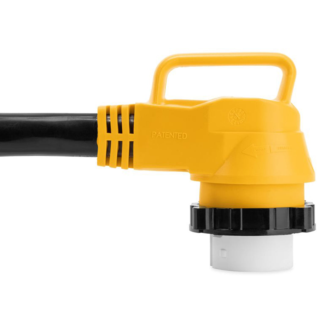 Camco Power Grip 18" Dogbone Adapter with 50 Amp Locking Male and Female, Yellow - VMInnovations