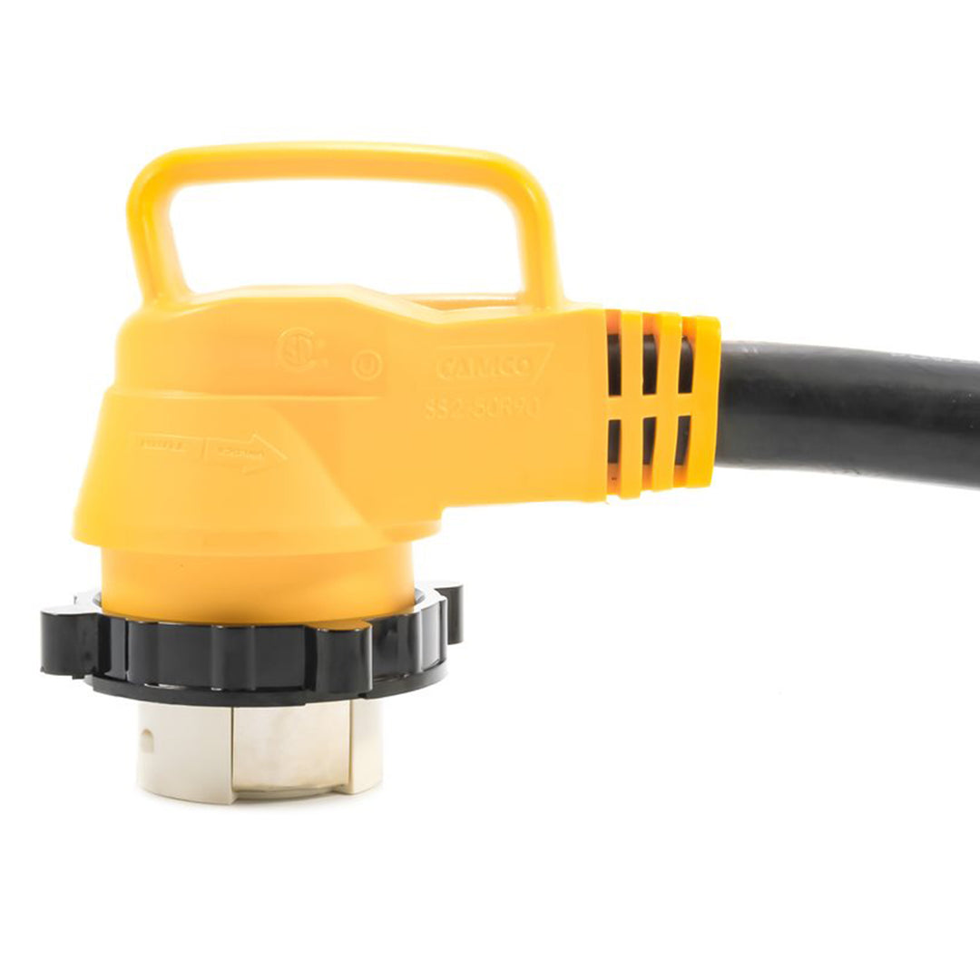 Camco Power Grip 18" Dogbone Adapter w,50 Amp Locking Male & Female,Yellow(Used)