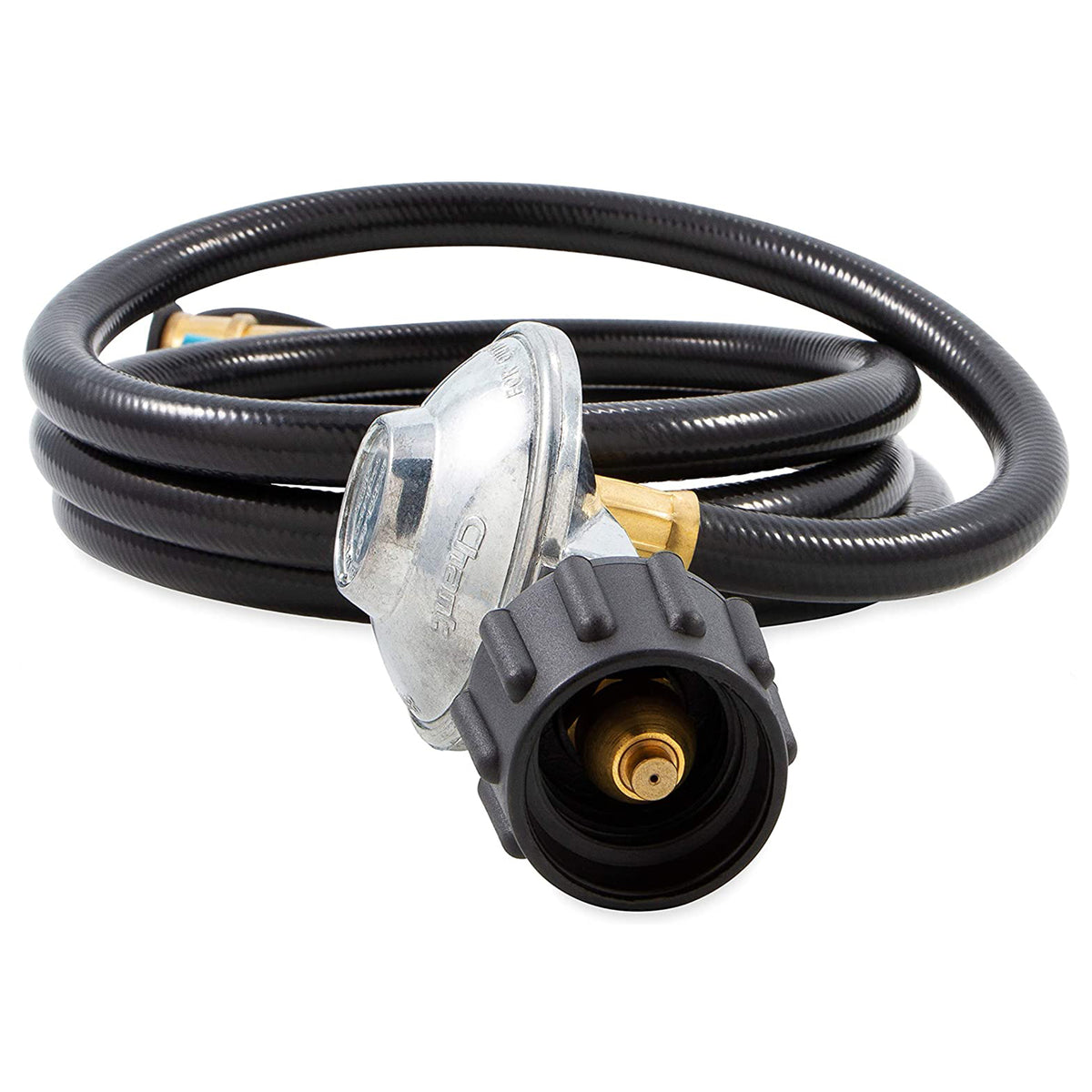 Camco Low Pressure Gas Regulator with 6' Propane Hose and Quick Connect Valve