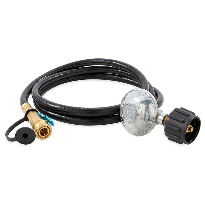 Camco Low Pressure Gas Regulator with 6' Propane Hose and Quick Connect Valve - VMInnovations