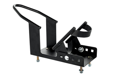 Camco Motorcycle Wheel Chock Mount with Handlebar Straps & Universal Tire Fit