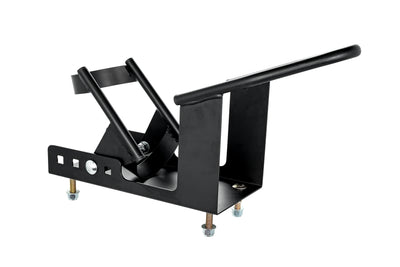 Camco Motorcycle Wheel Chock Mount with Handlebar Straps & Universal Tire Fit
