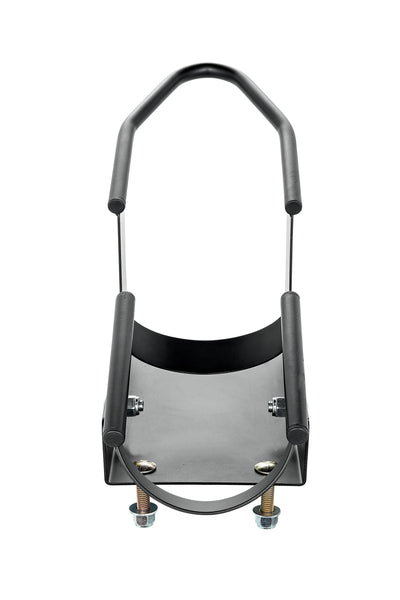 Camco Motorcycle Wheel Chock Mount with Handlebar Straps & Universal Tire Fit