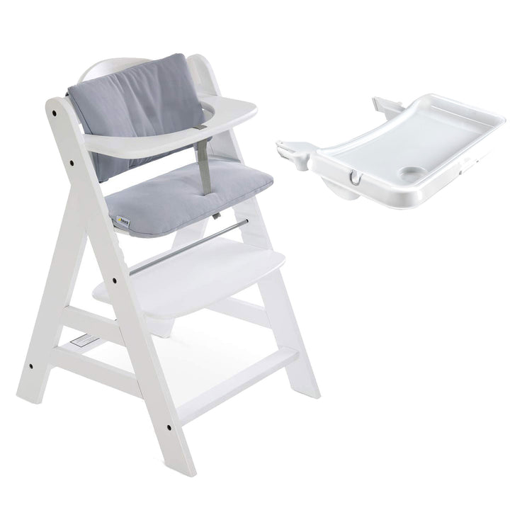 hauck Alpha+/Beta+ High Chair Tray Table, White & Deluxe Seat Cushion Pad, Grey