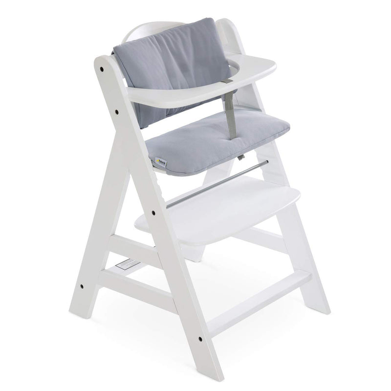hauck Alpha+/Beta+ High Chair Tray Table, White & Deluxe Seat Cushion Pad, Grey