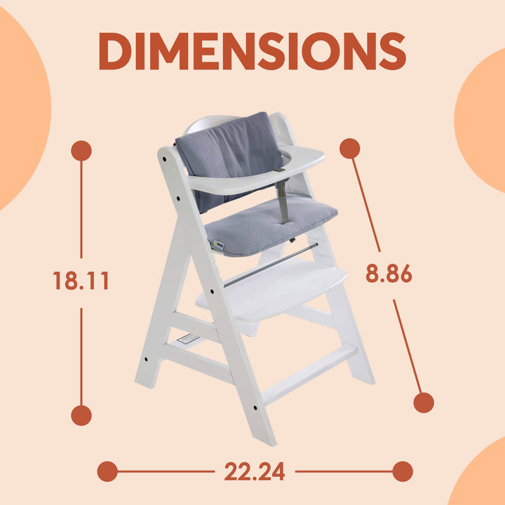 hauck Alpha+/Beta+ High Chair Tray Table, White & Deluxe Seat Cushion Pad, Grey