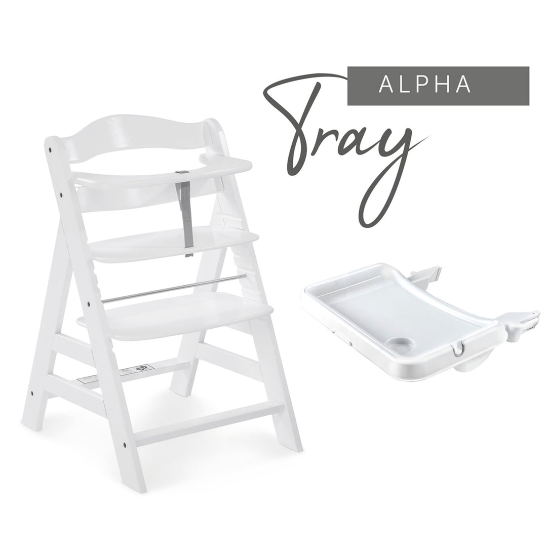 hauck Alpha+/Beta+ High Chair Tray Table, White & Deluxe Seat Cushion Pad, Grey