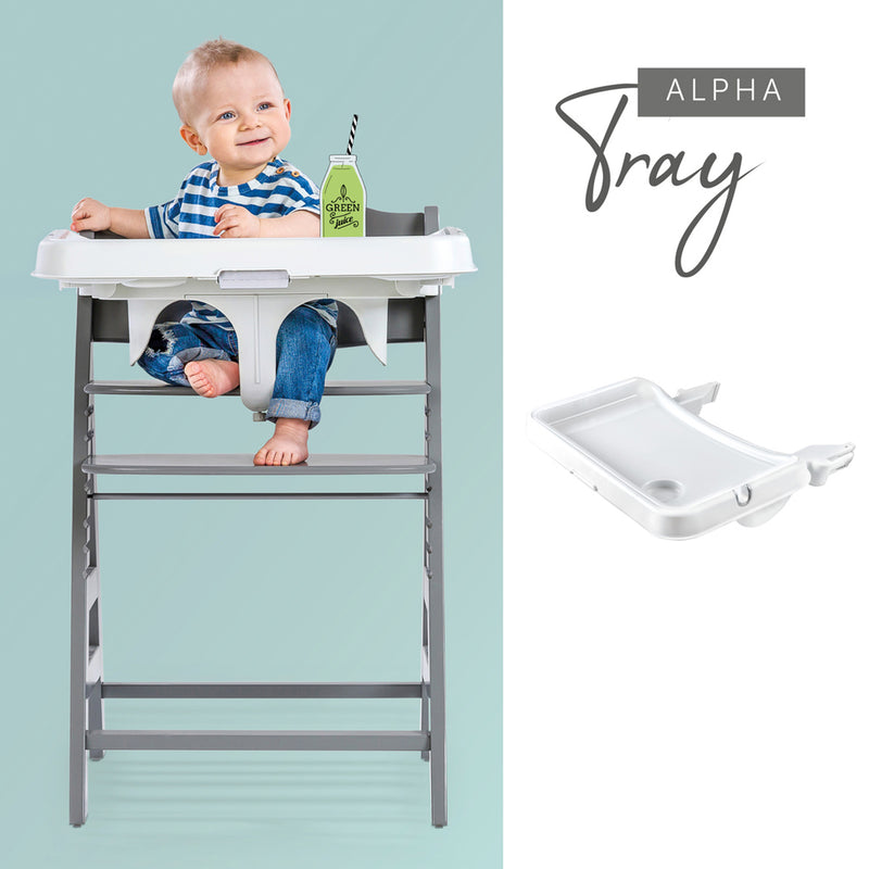 hauck Alpha+/Beta+ High Chair Tray Table, White & Deluxe Seat Cushion Pad, Grey