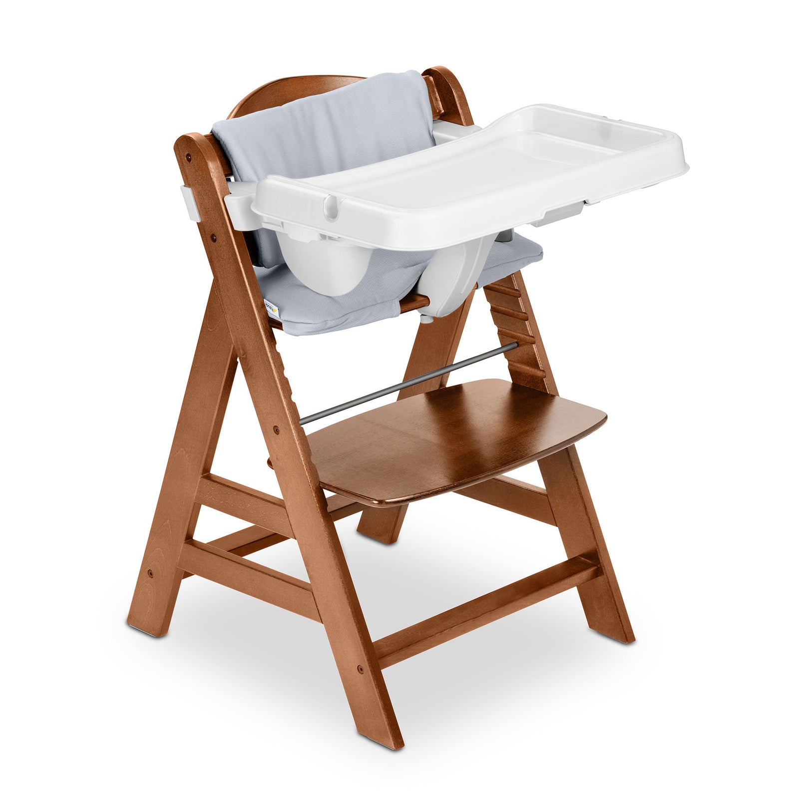 hauck Alpha+ Grow Along Walnut Wooden High Chair, Tray Table & Deluxe Cushion - VMInnovations