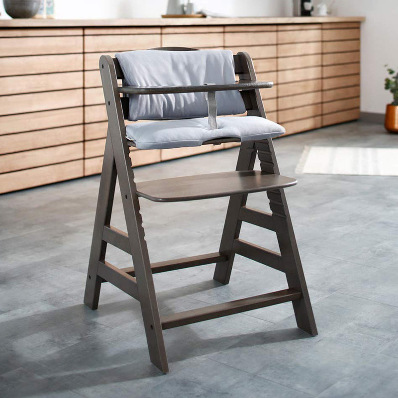 hauck AlphaPlus Grow Along Walnut Wooden High Chair, Tray Table & Deluxe Cushion