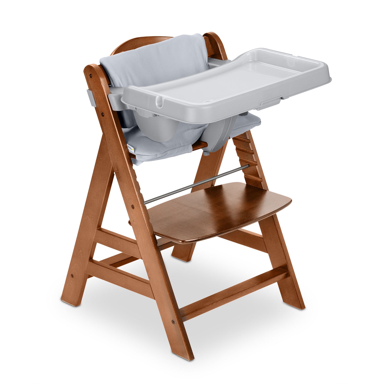 hauck Alpha+ Grow Along Walnut Wooden High Chair, Tray & Deluxe Cushion, Grey - VMInnovations