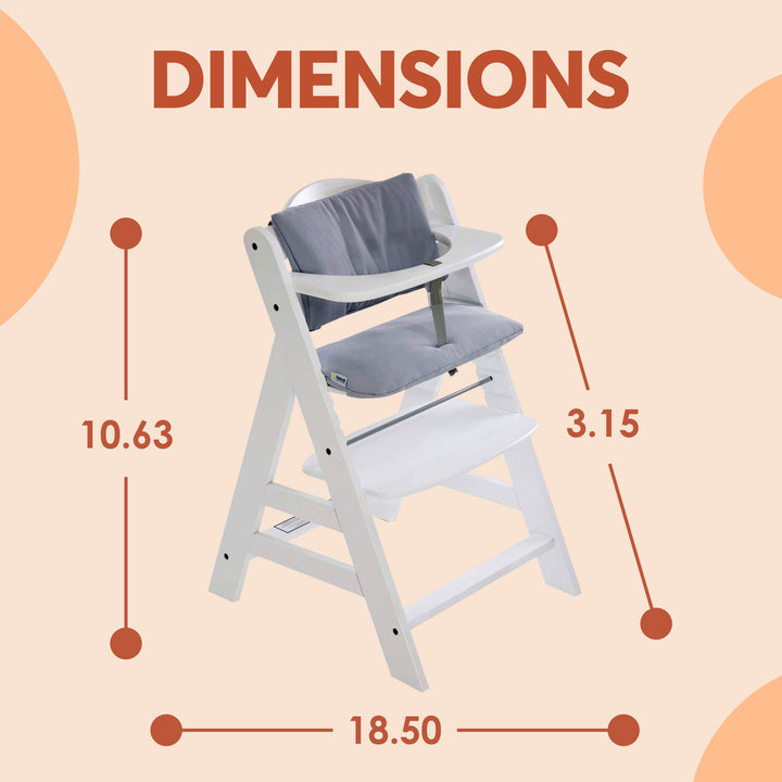 hauck Alpha+/Beta+ Wooden High Chair Tray Table & Deluxe Seat Cushion Pad, Grey