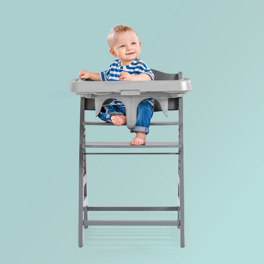 hauck Alpha+/Beta+ Wooden High Chair Tray Table & Deluxe Seat Cushion Pad, Grey