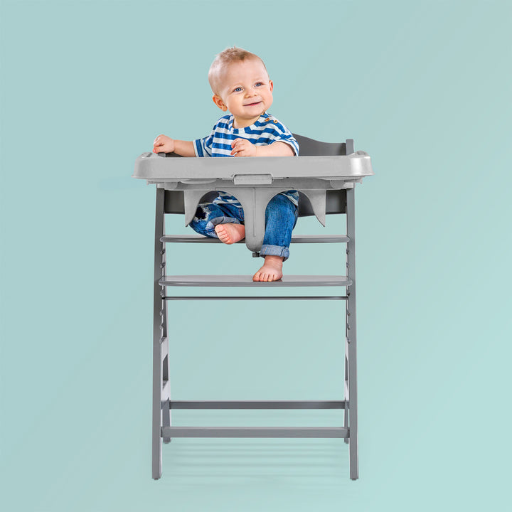 hauck Alpha+/Beta+ Wooden High Chair Tray Table & Deluxe Seat Cushion Pad, Grey