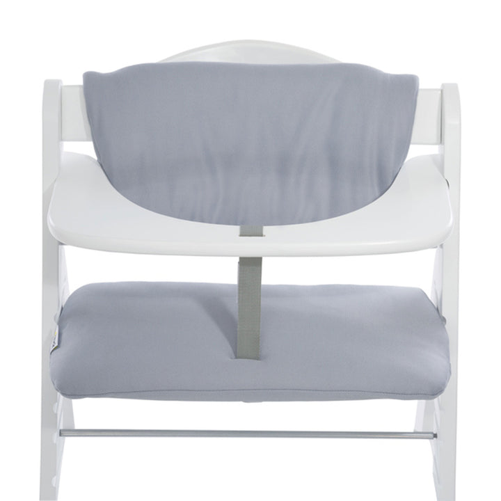 hauck AlphaPlus Grow Along White Wooden High Chair, Tray Table, & Grey Cushion