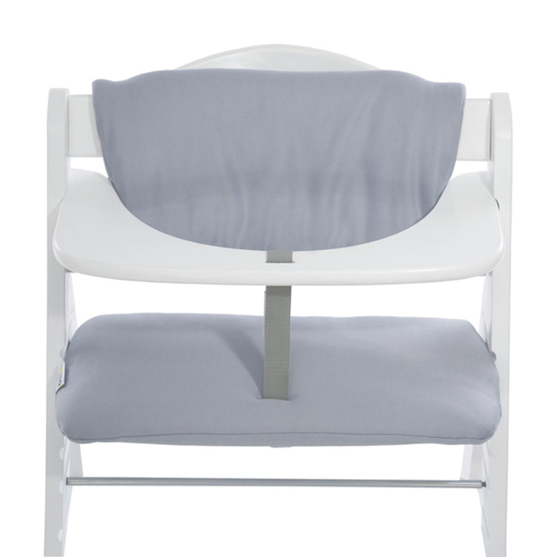 hauck AlphaPlus Grow Along White Wooden High Chair, Tray Table, & Grey Cushion