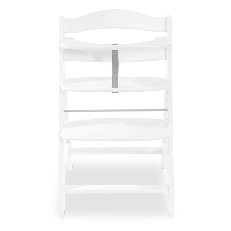 hauck AlphaPlus Grow Along White Wooden High Chair, Tray Table, & Grey Cushion