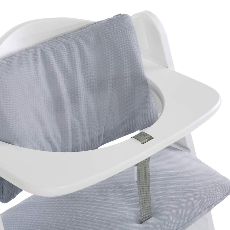 hauck AlphaPlus Grow Along White Wooden High Chair, Grey Tray Table, & Cushion