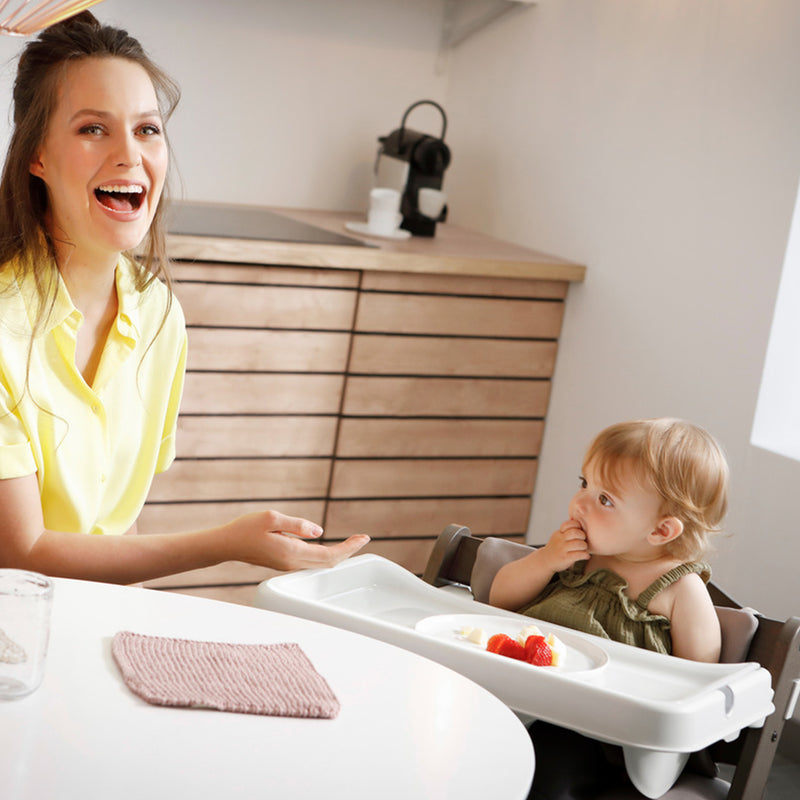 hauck Alpha+ Grow Along Wooden High Chair w/White Tray Table & Grey Cushion