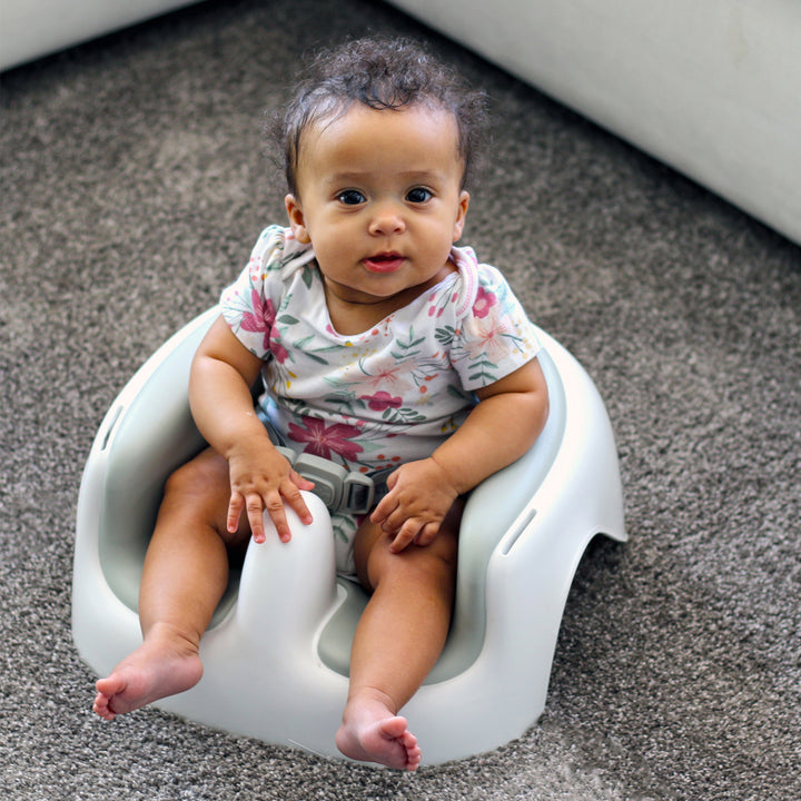 Bumbo Infant Baby Floor Seat LITE with Cushioned Seat & Safety Strap, Cool Grey