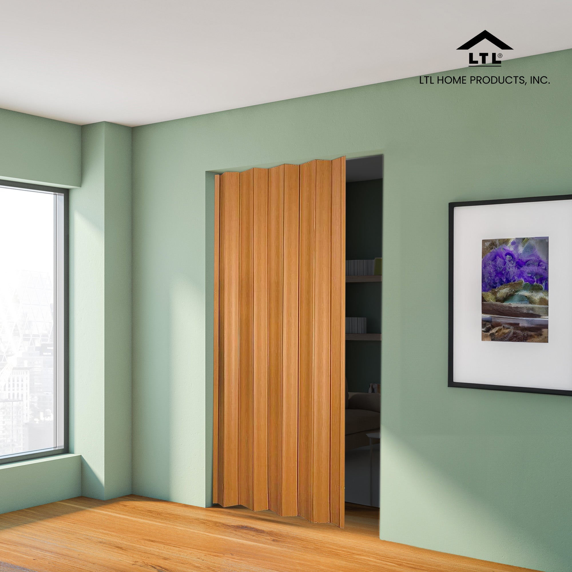 LTL Home Products Via 36"x80" Vinyl Hinged Single Folding Door, Fruitwood (Used)