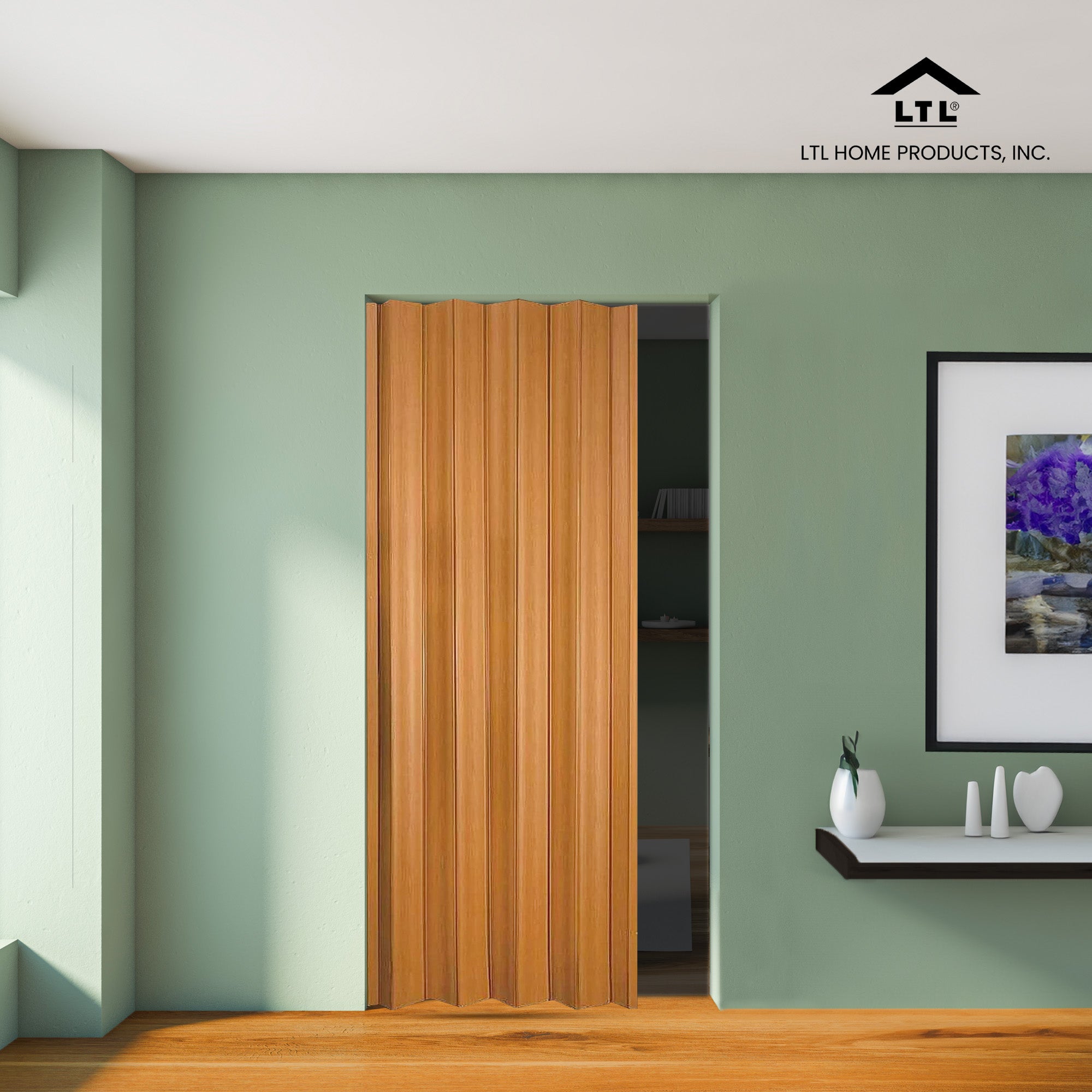 LTL Home Products Via 36" x 80" Vinyl Hinged Single Folding Door, Fruitwood - VMInnovations