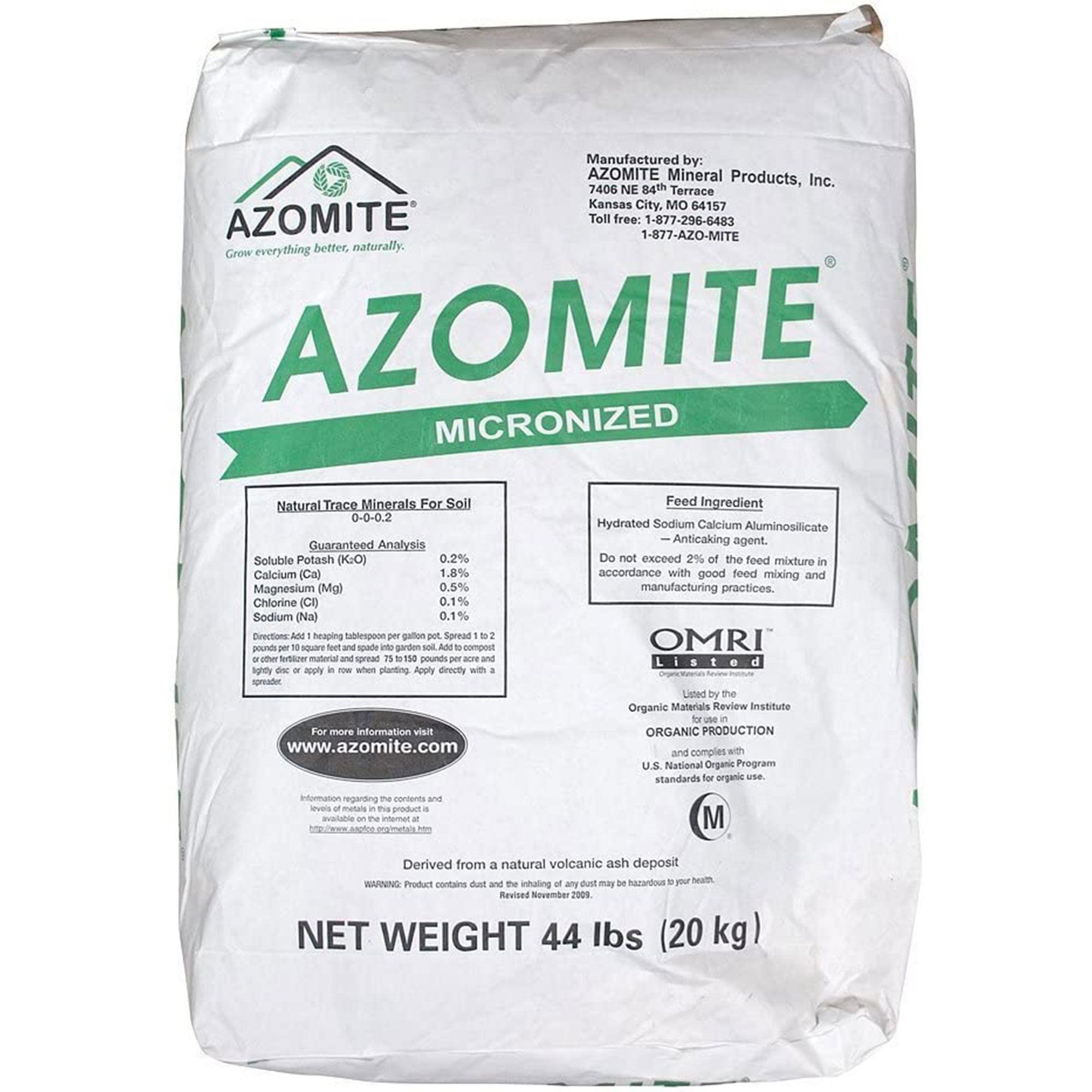 Azomite 44 lbs Micronized Organic Trace Mineral Soil Fertilizer Powder (4 Pack)