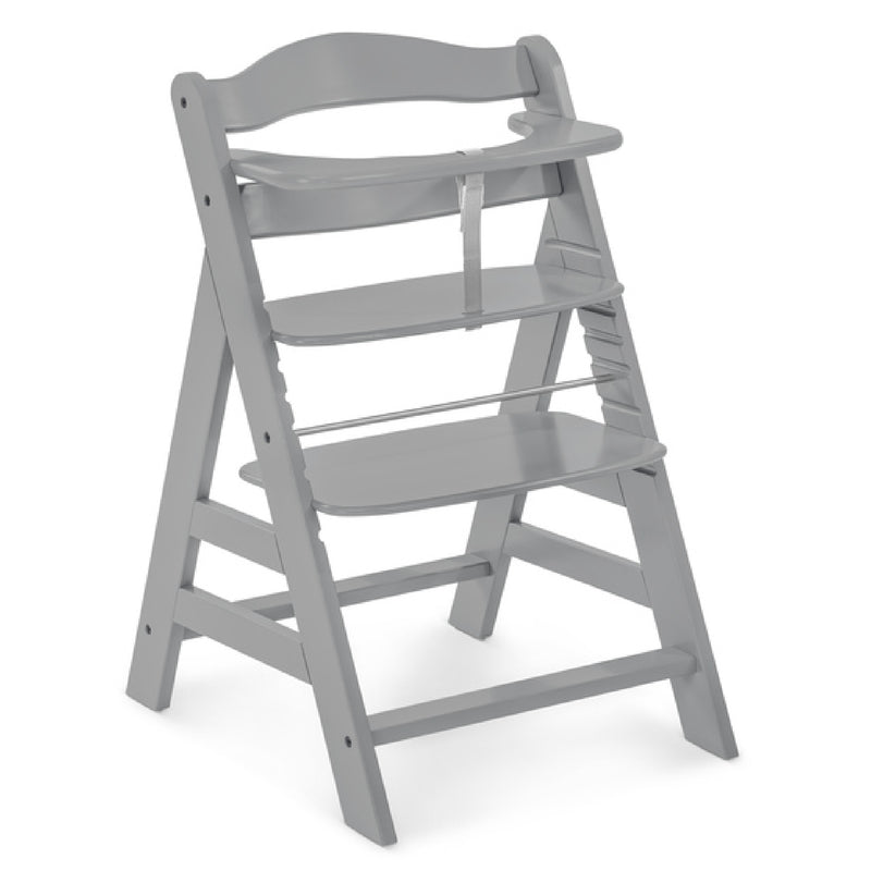 Hauck Alpha+ Wooden High Chair with Tray and Safety Bar, Grey