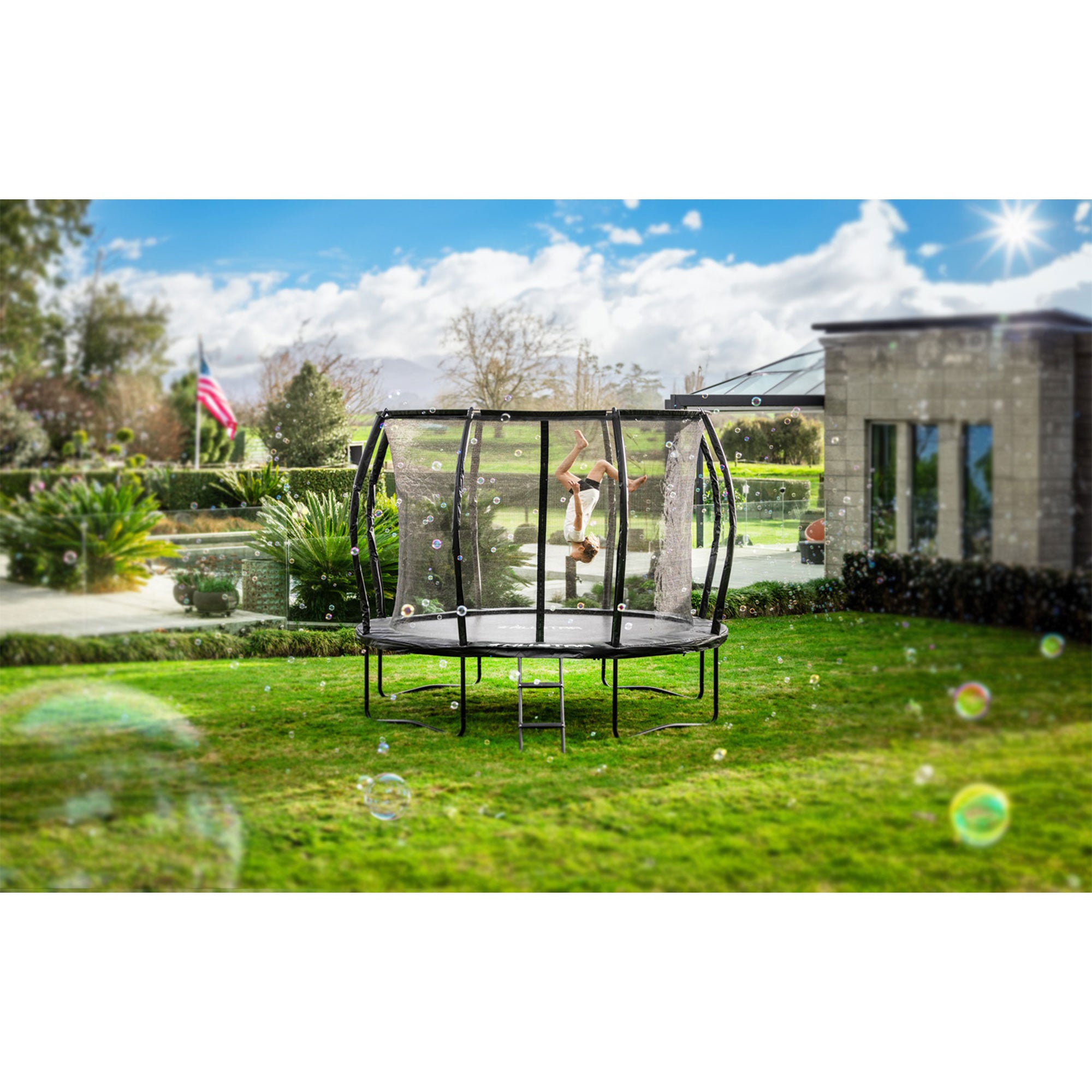JumpFlex ALLSTAR 10' Trampoline for Kids Outdoor Play Equipment w/Net & Ladder