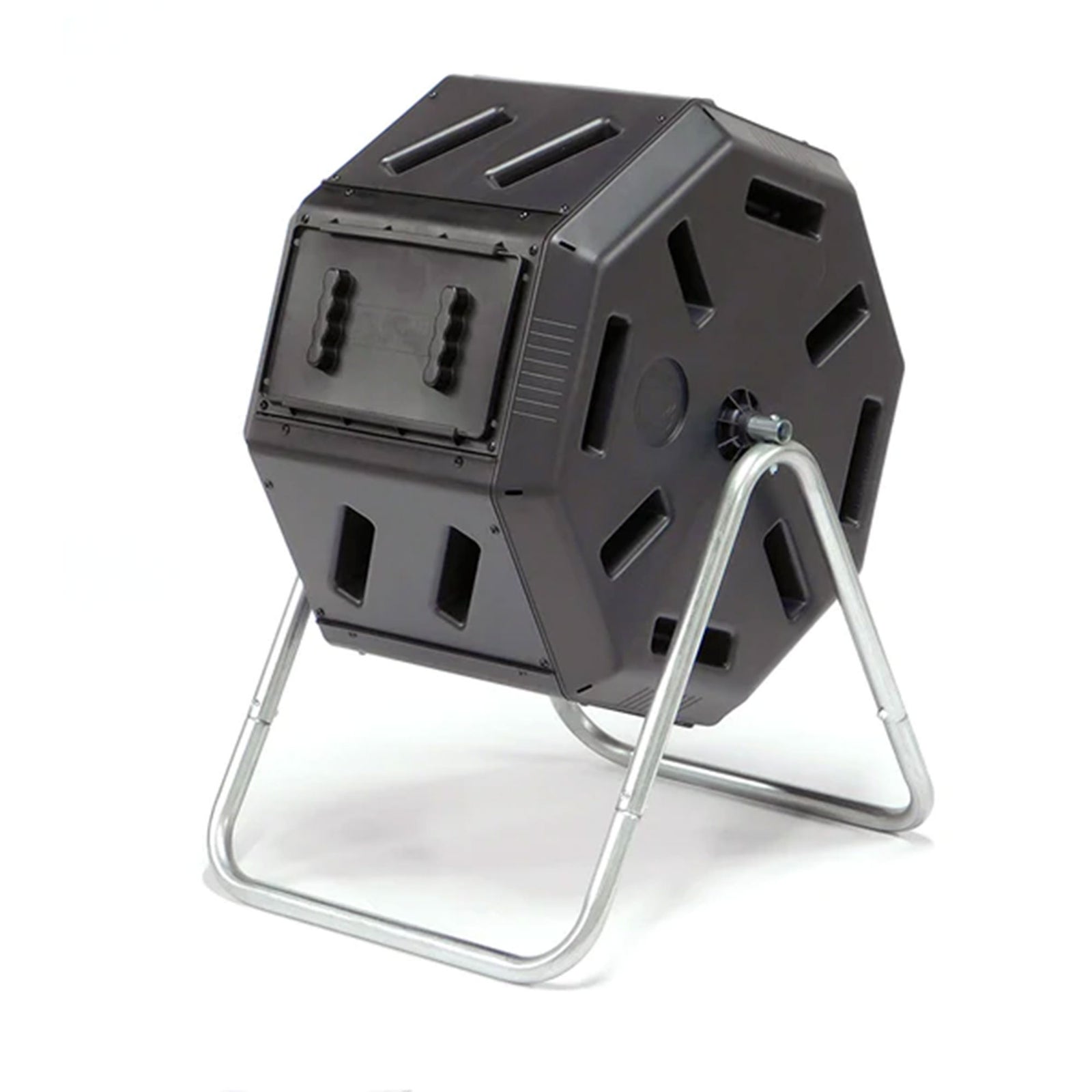 FCMP Outdoor 22.5 Gallon Tumbling Composter Waste Bin with Aeration Holes, Black - VMInnovations