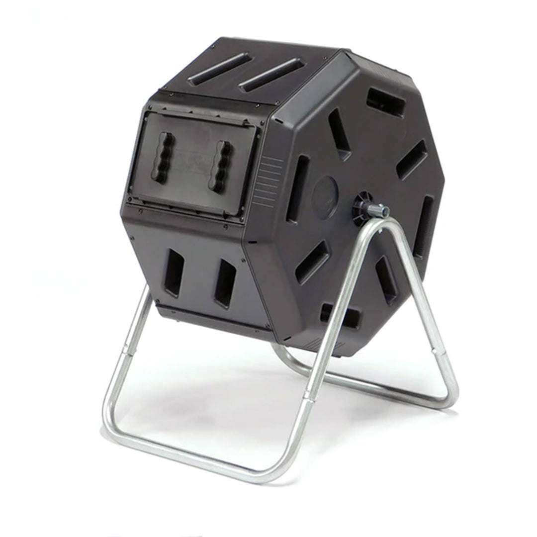 Outdoor 22.5 Gal Tumbling Composter Waste Bin w Aeration Holes, Black (Open Box) - VMInnovations