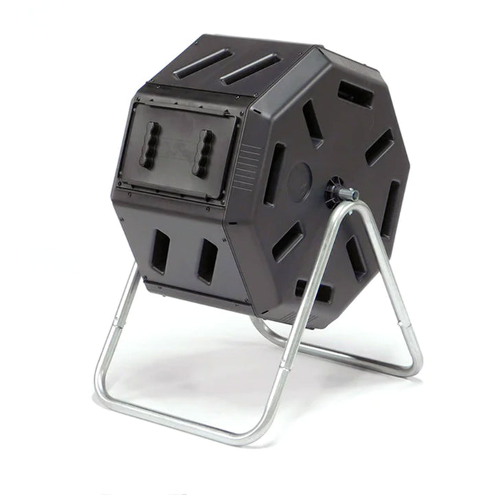 Outdoor 22.5 Gal Tumbling Composter Waste Bin w Aeration Holes, Black (Open Box) - VMInnovations