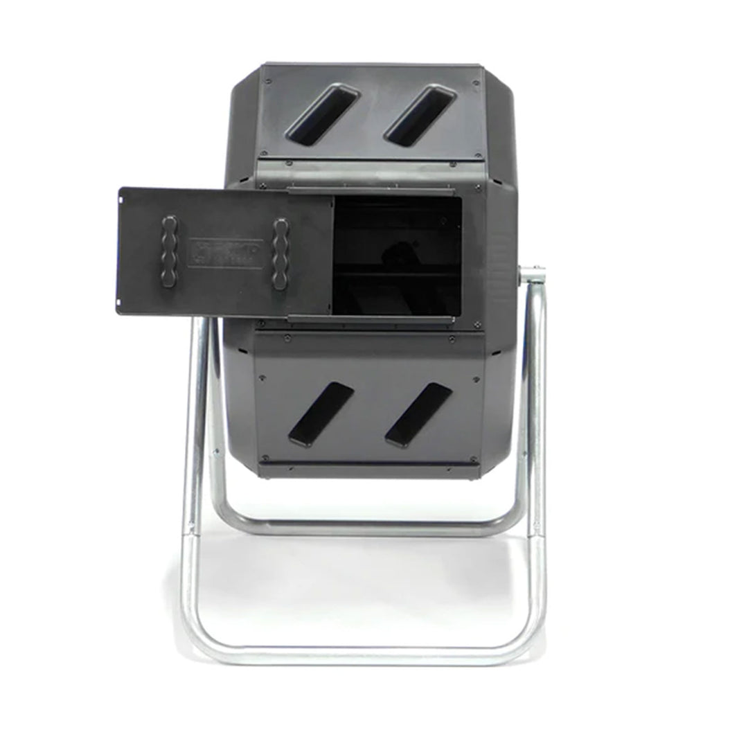 Outdoor 22.5 Gal Tumbling Composter Waste Bin w Aeration Holes, Black (Open Box) - VMInnovations