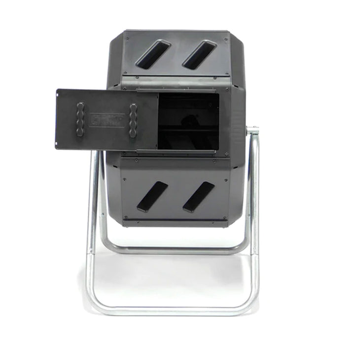 Outdoor 22.5 Gal Tumbling Composter Waste Bin w Aeration Holes, Black (Open Box) - VMInnovations