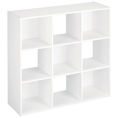 ClosetMaid 9 Cube Wood Stackable Open Bookcase Display Shelf Organizer, White - VMInnovations
