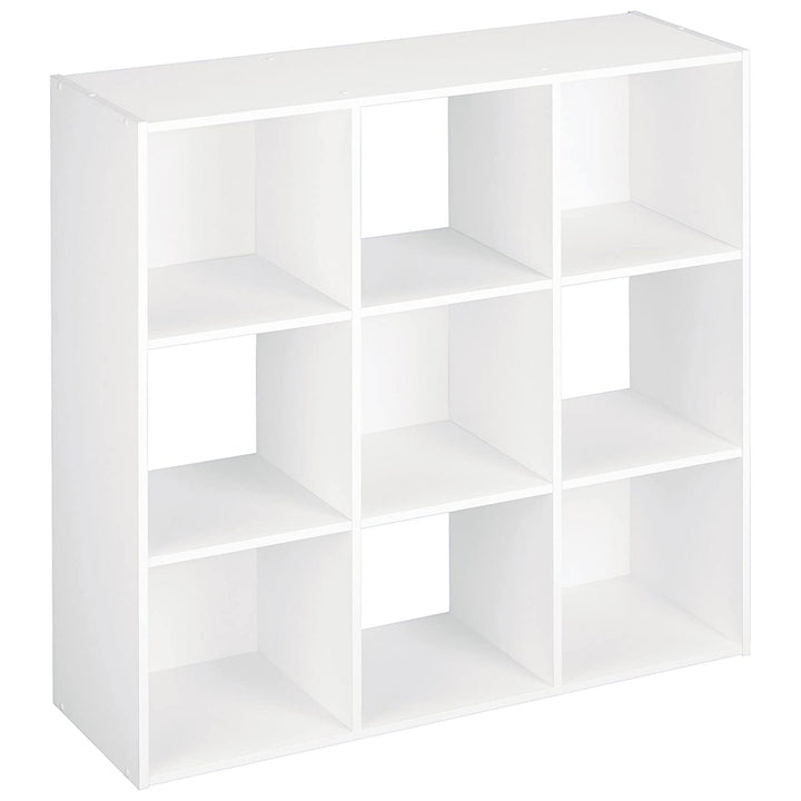 ClosetMaid 9 Cube Wood Stackable Open Bookcase Display Shelf Organizer, White