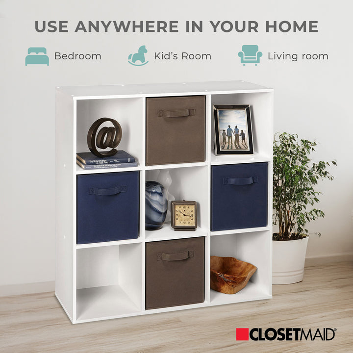 ClosetMaid 9 Cube Wood Stackable Open Bookcase Shelf Organizer, White (Used)