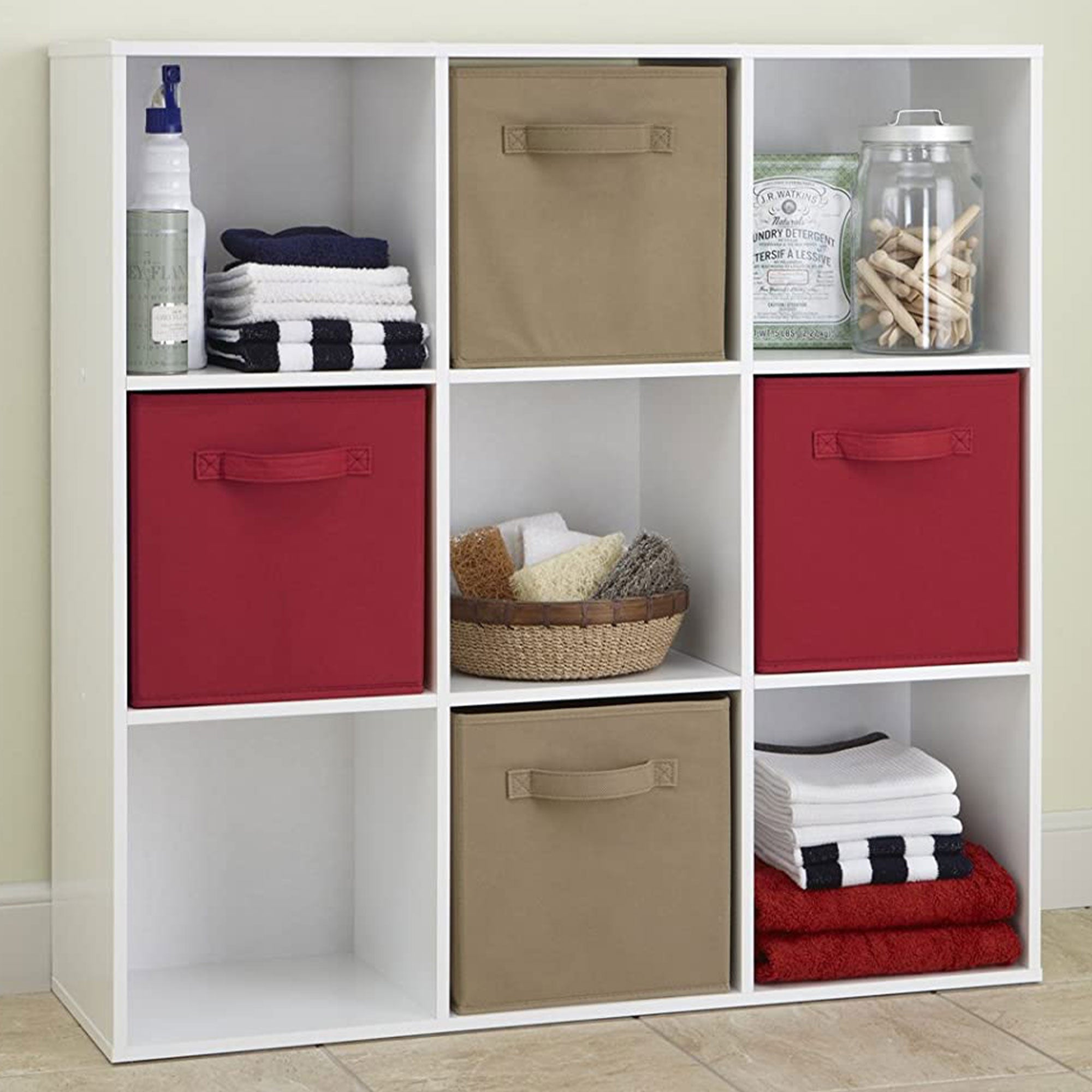 ClosetMaid 9 Cube Wood Stackable Open Bookcase Display Shelf Organizer, White - VMInnovations