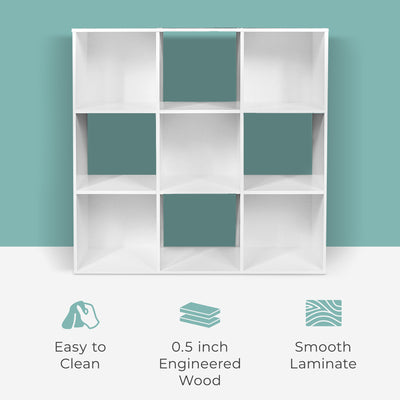 ClosetMaid 9 Cube Wood Stackable Open Bookcase Shelf Organizer, White (Used) - VMInnovations