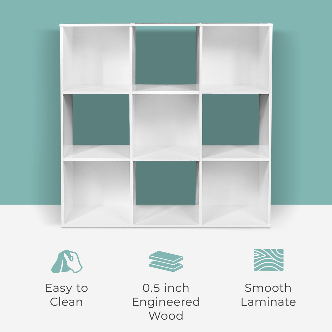 ClosetMaid 9 Cube Wood Stackable Open Bookcase Shelf Organizer, White (Used)