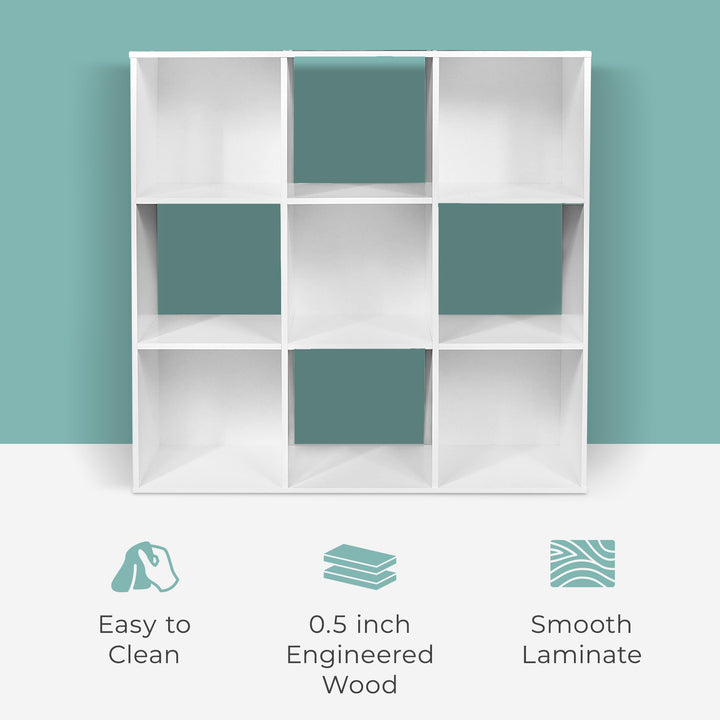 ClosetMaid 9 Cube Wood Stackable Open Bookcase Shelf Organizer, White (Used)