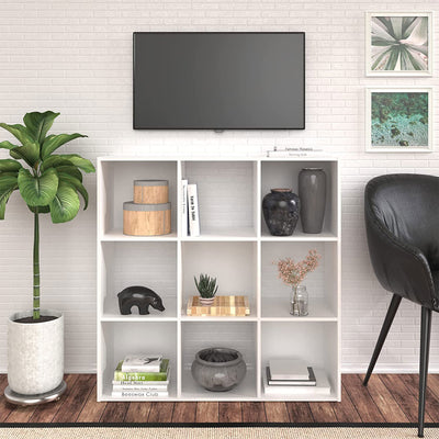 ClosetMaid 9 Cube Wood Stackable Open Bookcase Shelf Organizer, White (Used) - VMInnovations