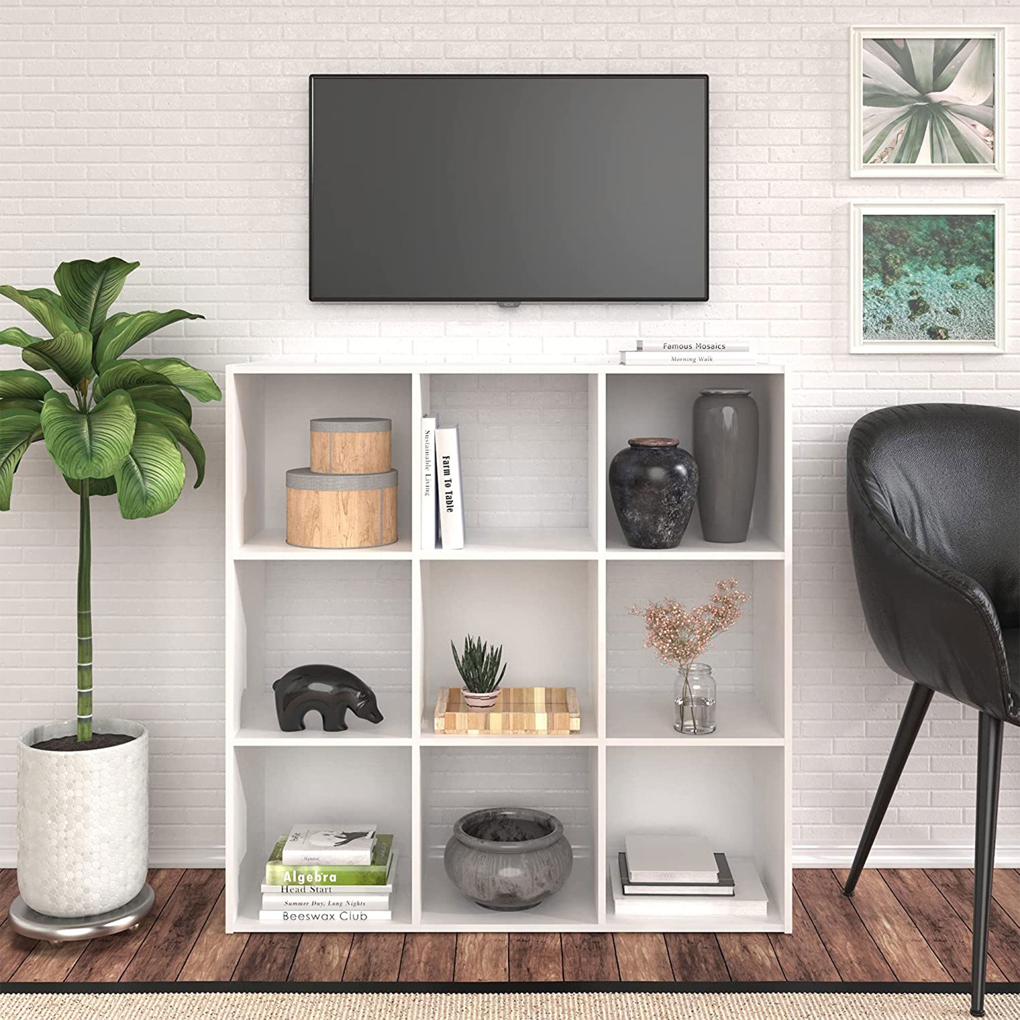 ClosetMaid 9 Cube Wood Stackable Open Bookcase Display Shelf, White (Damaged) - VMInnovations