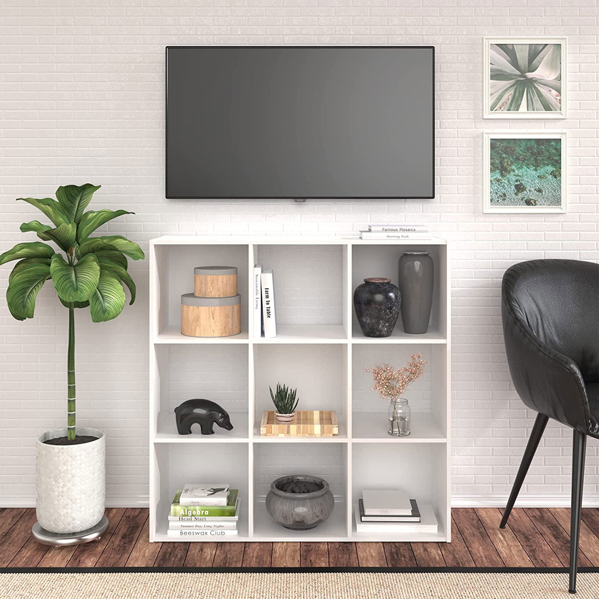 ClosetMaid 9 Cube Wood Stackable Open Bookcase Display Shelf, White (Damaged) - VMInnovations