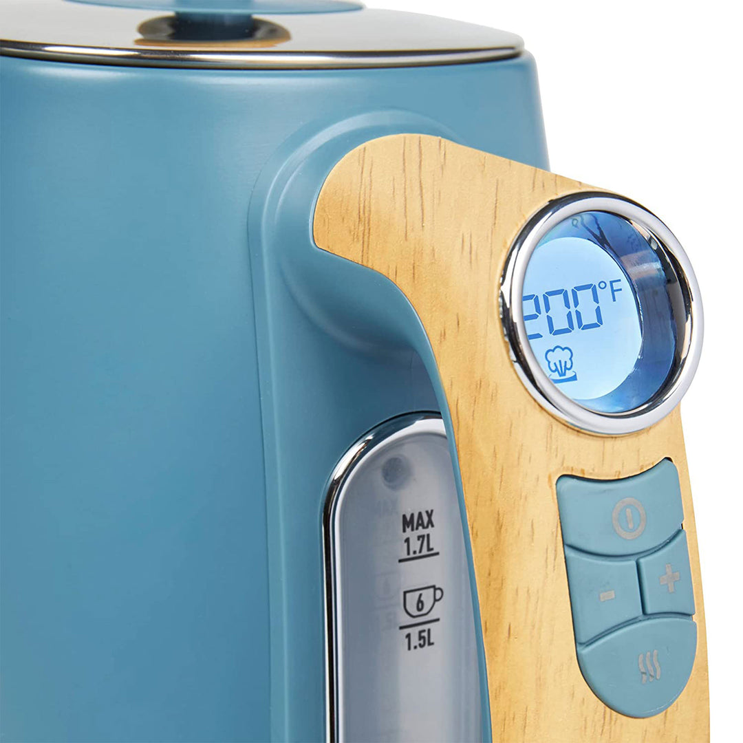 Haden 1.7L Stainless Steel Electric Kettle w/ LED Display, Stone Blue (Used) - VMInnovations