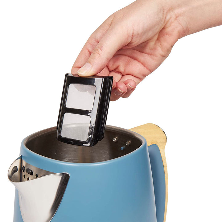 Haden 1.7L Stainless Steel Electric Kettle w/ LED Display, Stone Blue (Used) - VMInnovations