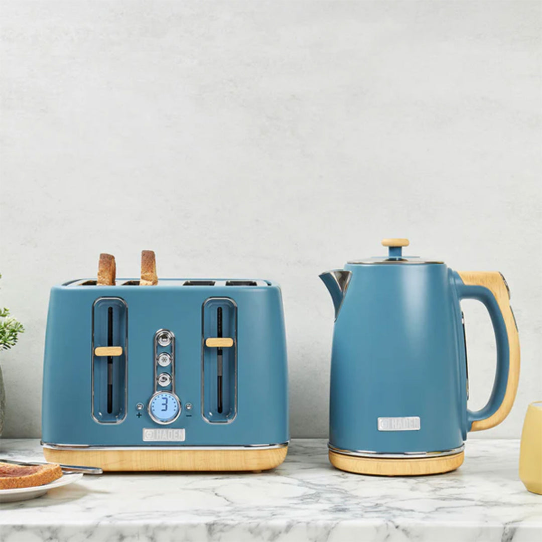 Haden 1.7L Stainless Steel Electric Kettle w/ LED Display, Stone Blue (Used) - VMInnovations