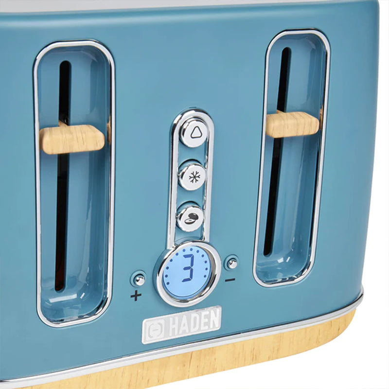 Dorchester 4 Slice Wide Slot Retro Toaster with Control Knob, Stone Blue (Used)